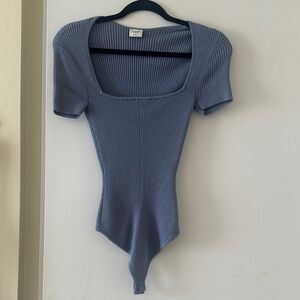 Abercrombie Ribbed Square Neck Blue Bodysuit